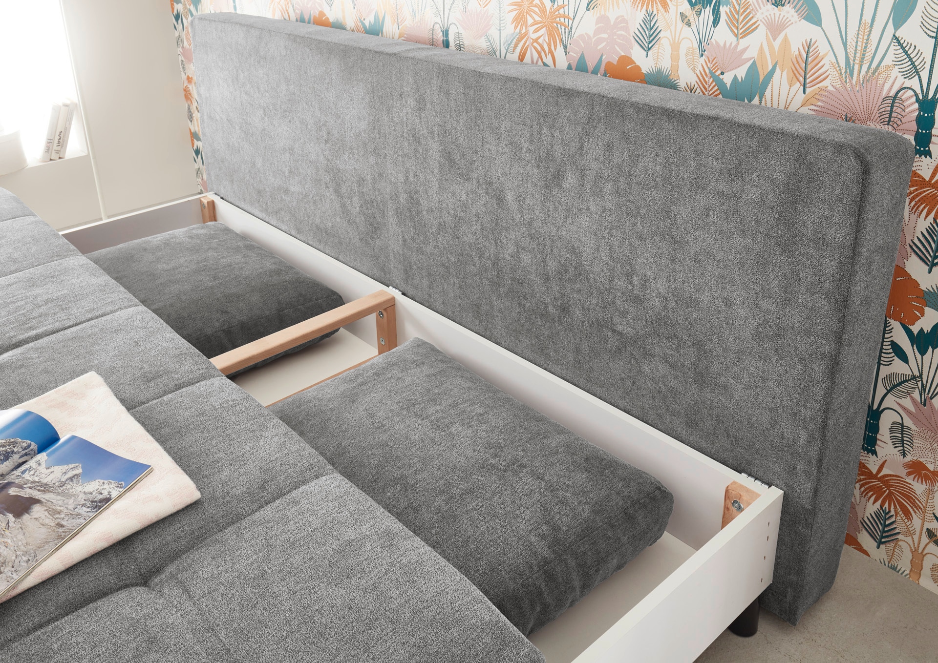 ED EXCITING DESIGN Schlafsofa »Mila« mit Bettkasten & 2 Armlehnenkissen