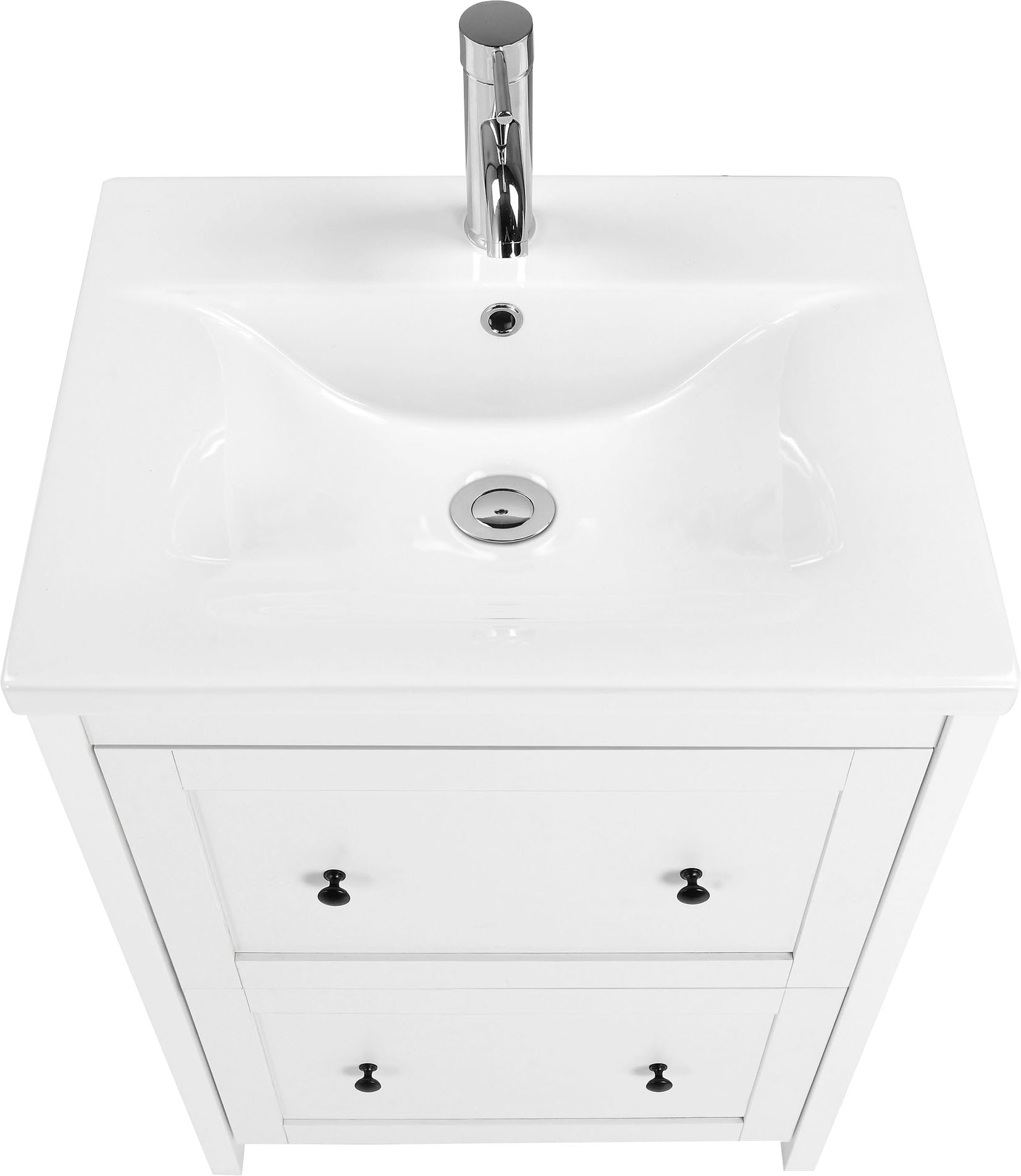 welltime Waschtisch »Aalborg Waschplatz Unterschrank Badschrank mit Becken« Badmöbel inkl. Keramikbecken , Breite 60 cm mit Schubladen