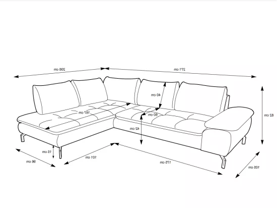 Grand canapé d'angle gauche convertible en tissu texturé vert ARCHIBALD