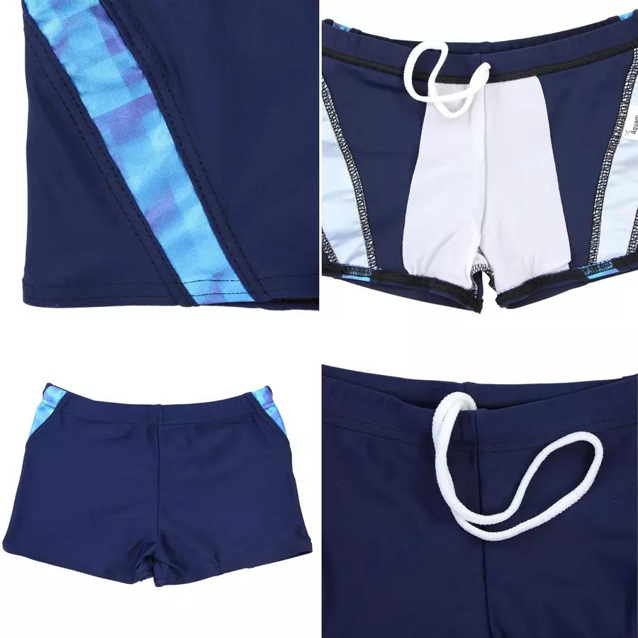 Aquarti Jungen Schwimmhose Kontrastfarbige Einsätze dunkelblau