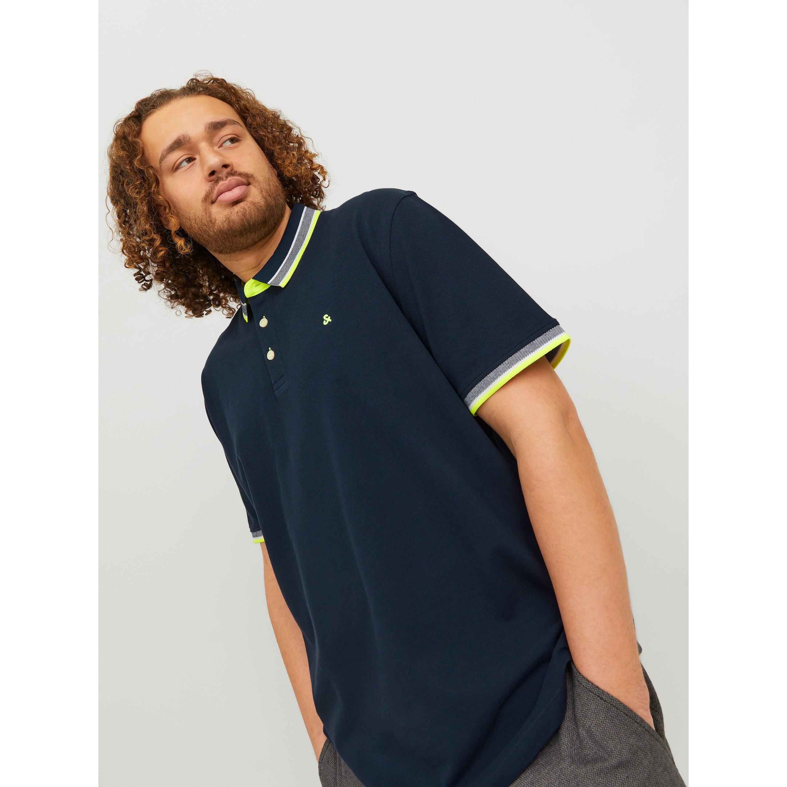 Jack and Jones Jack Paulos Tipped Pique Short Sleeve Polo Shirt Mens Plus Size
