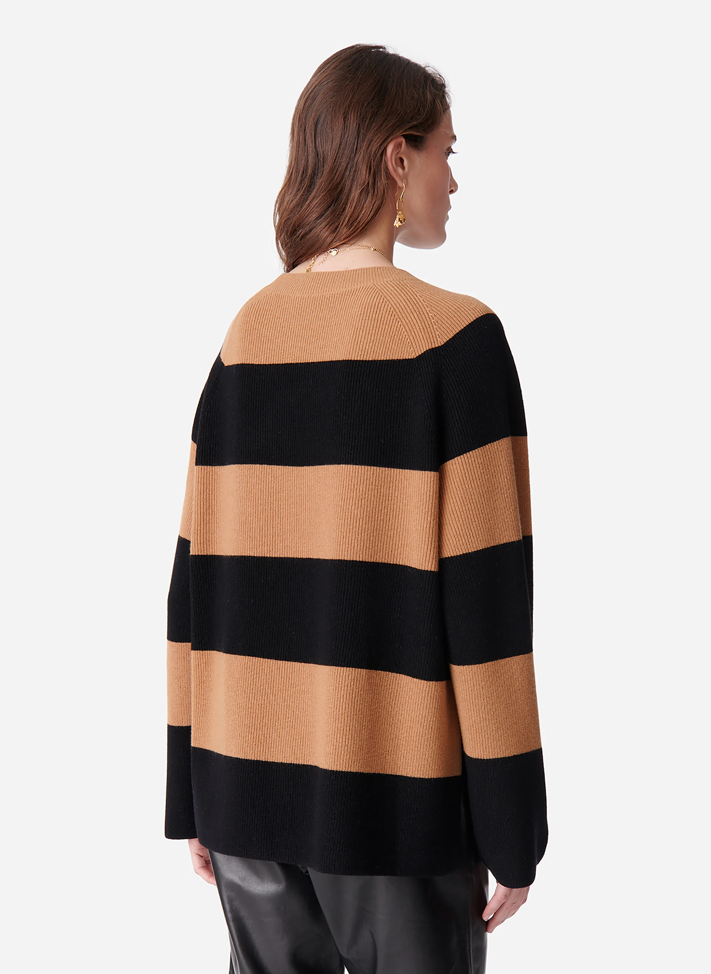 DANIA - Pull col rond ample en laine | Multicolore