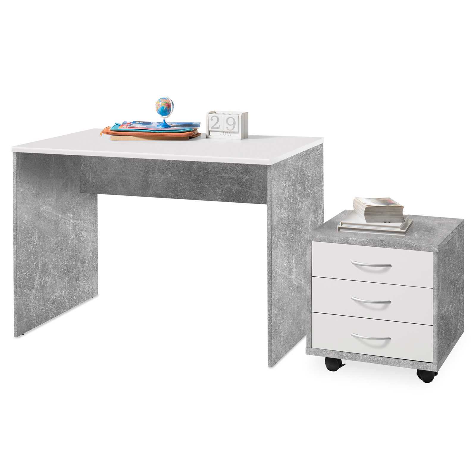 Rollcontainer - Beton-weiß - 46 cm breit