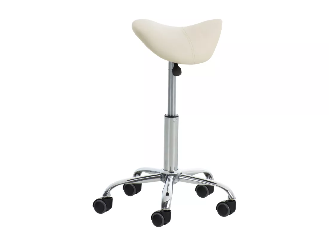Lot de 2 Tabouret de bureau - Similicuir - Crème - Reno