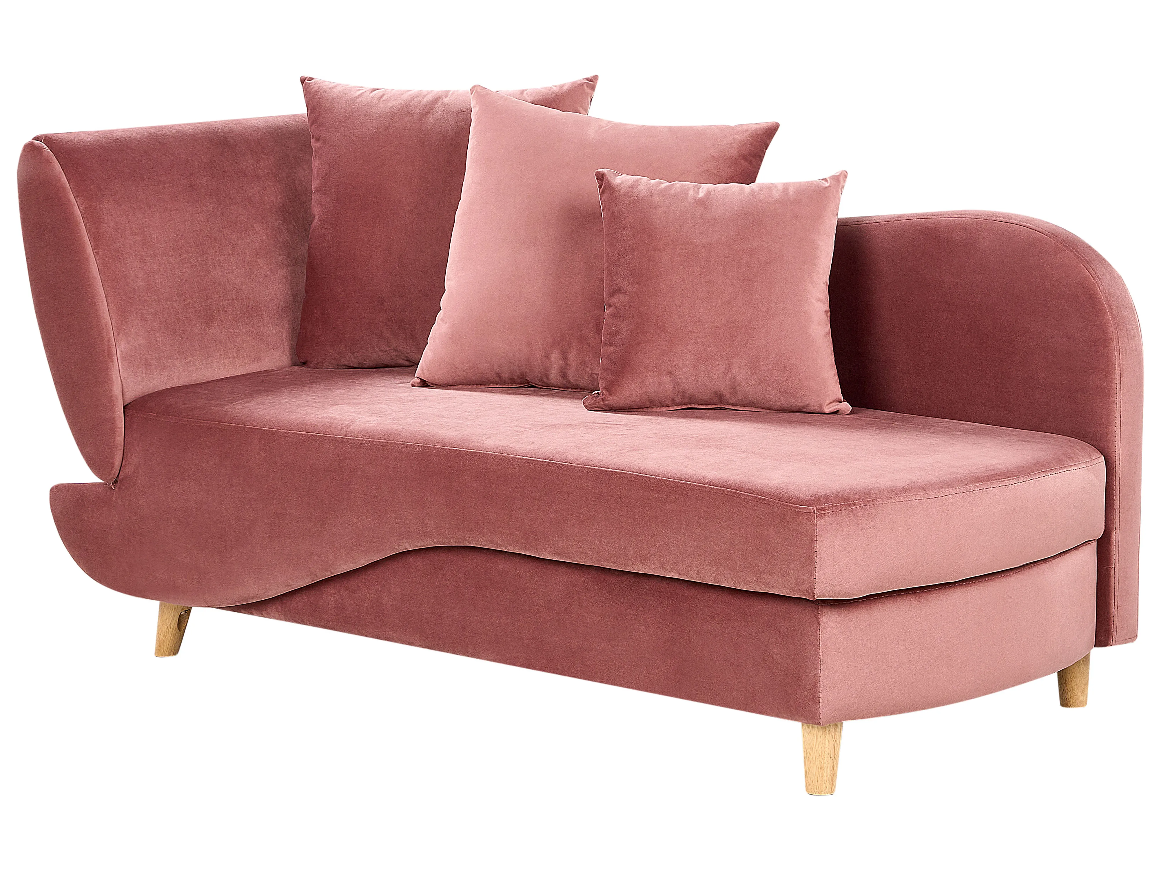 Linkszijdige chaise longue MERI Fluweel Roze met opbergruimte