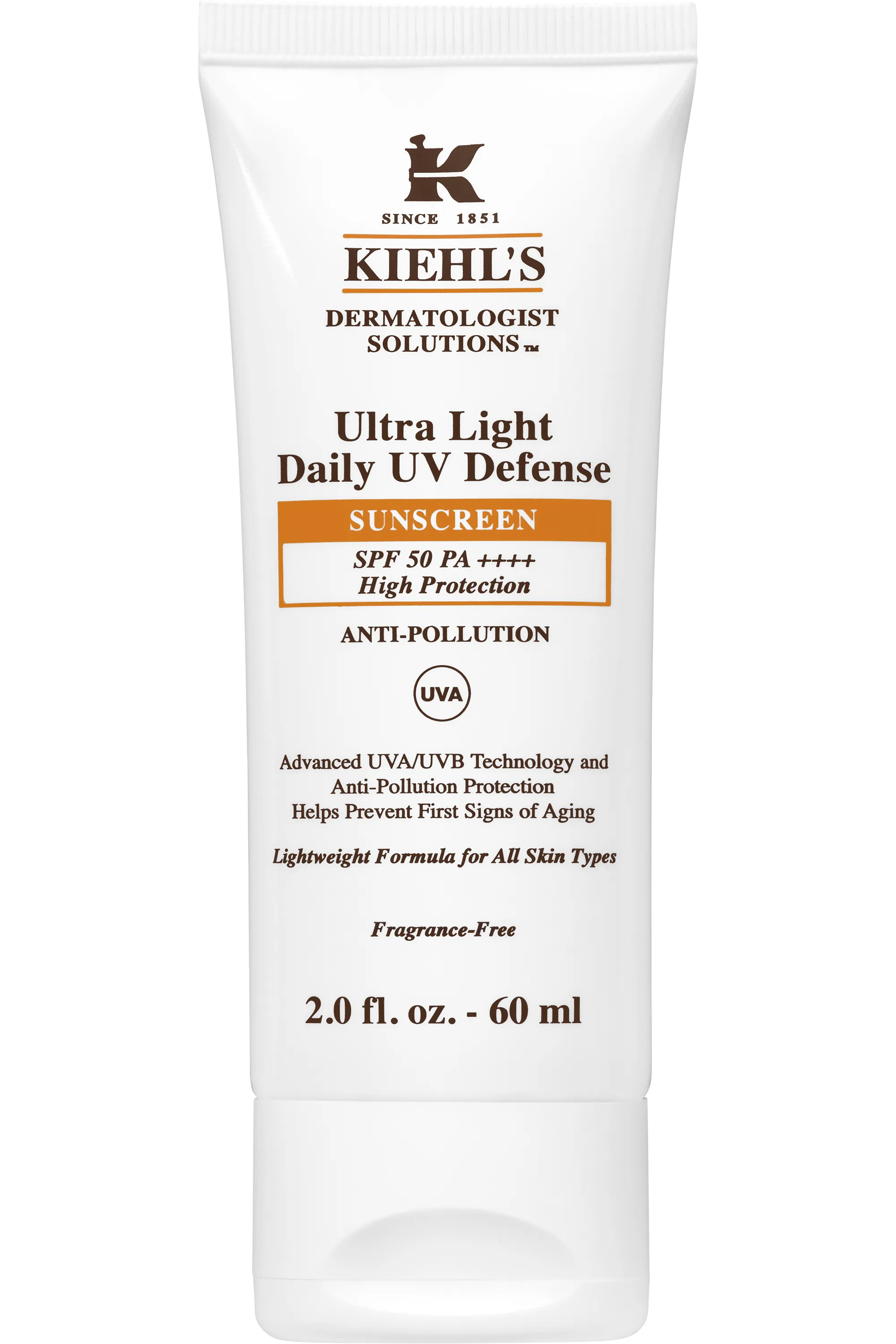Kiehl's Écran solaire hydratant visage haute protection et anti-pollution UV Defense