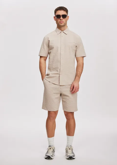 Korte broek seersucker zand (ZAND)