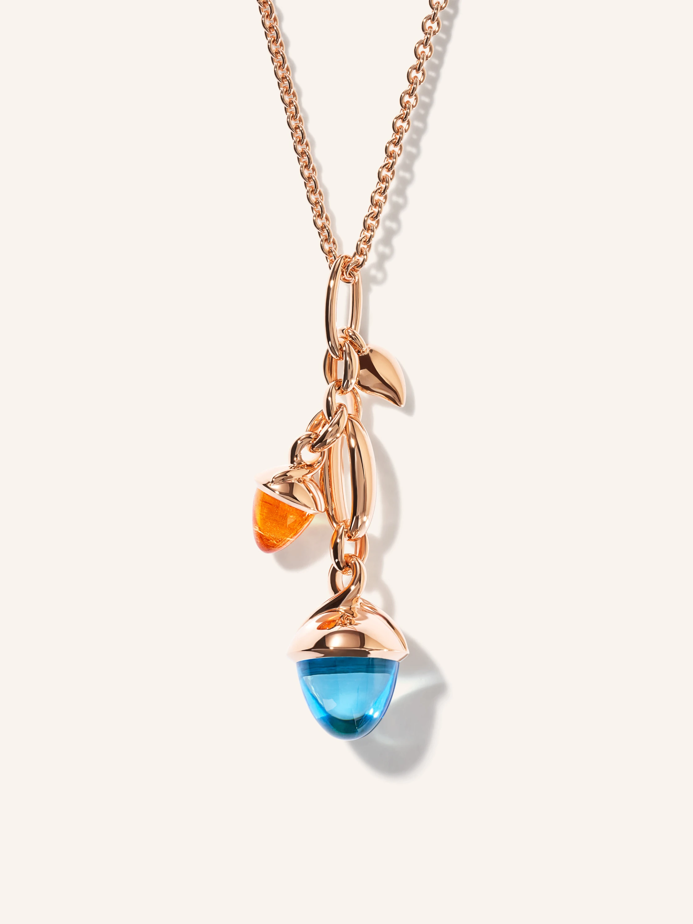 TAMARA COMOLLI Ohrringe OHRRINGE MIKADO DANGLING 2 ACORNS - 'CANDY' 18K Roségold