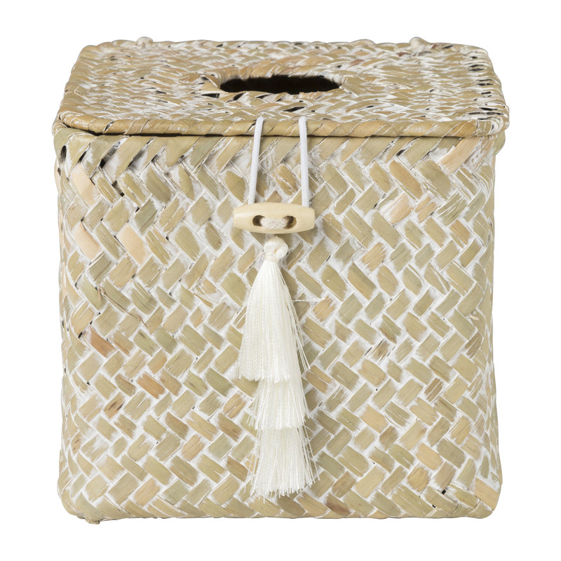 Tissueboxzeegras - naturel - 13x14x14 cm