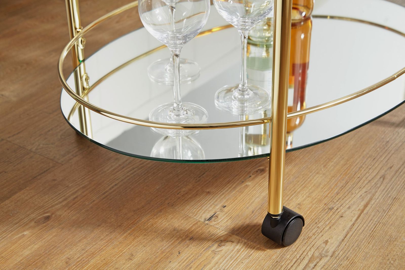 Servierwagen - goldfarben - oval