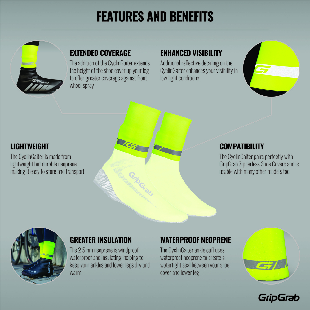 GripGrab CyclinGaitor Regnvejrs Ankle Cuff Hi-Vis