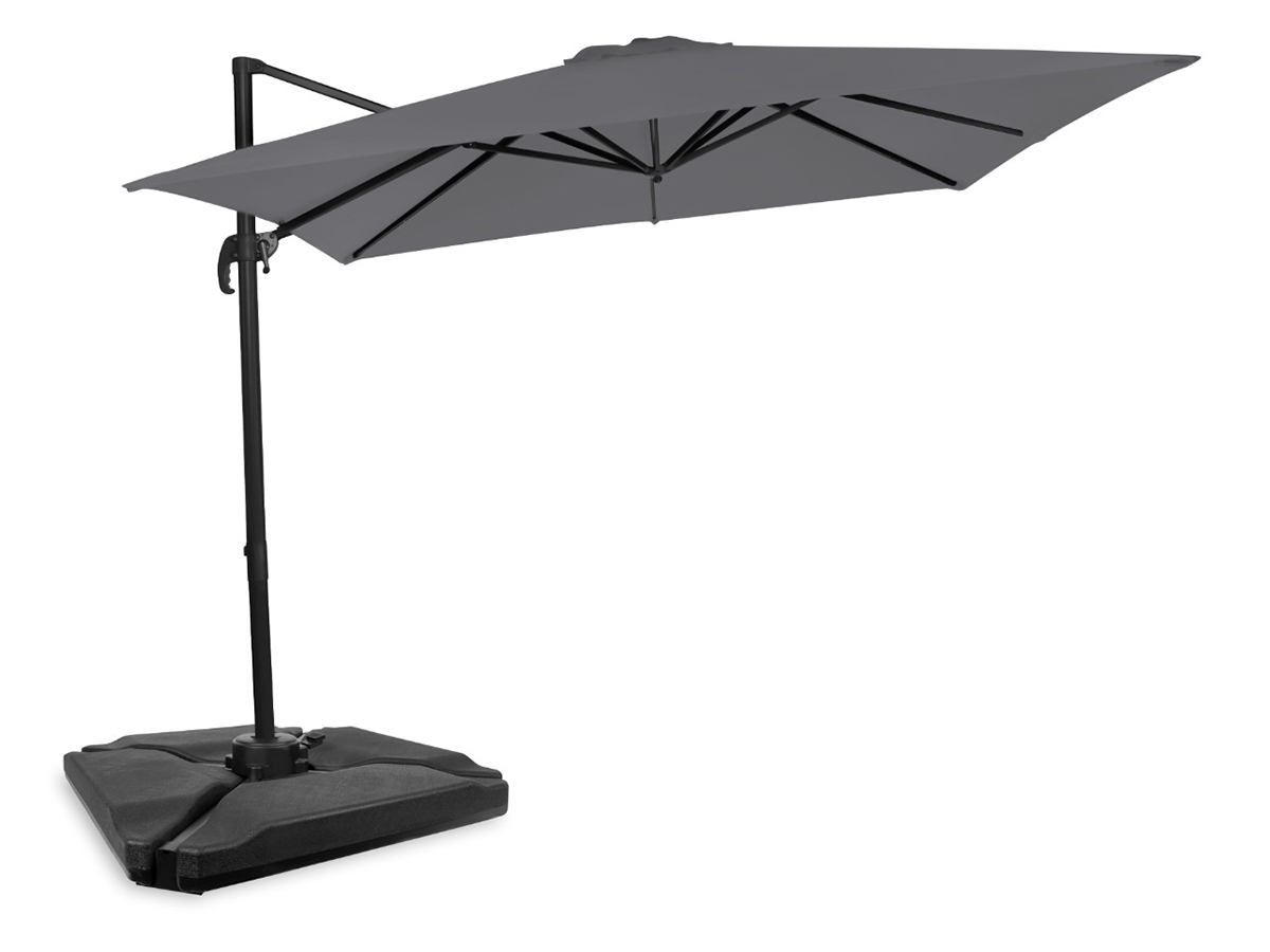 Vonroc Premium Pisogne 300 zweefparasol met 4 tegels - Grey
