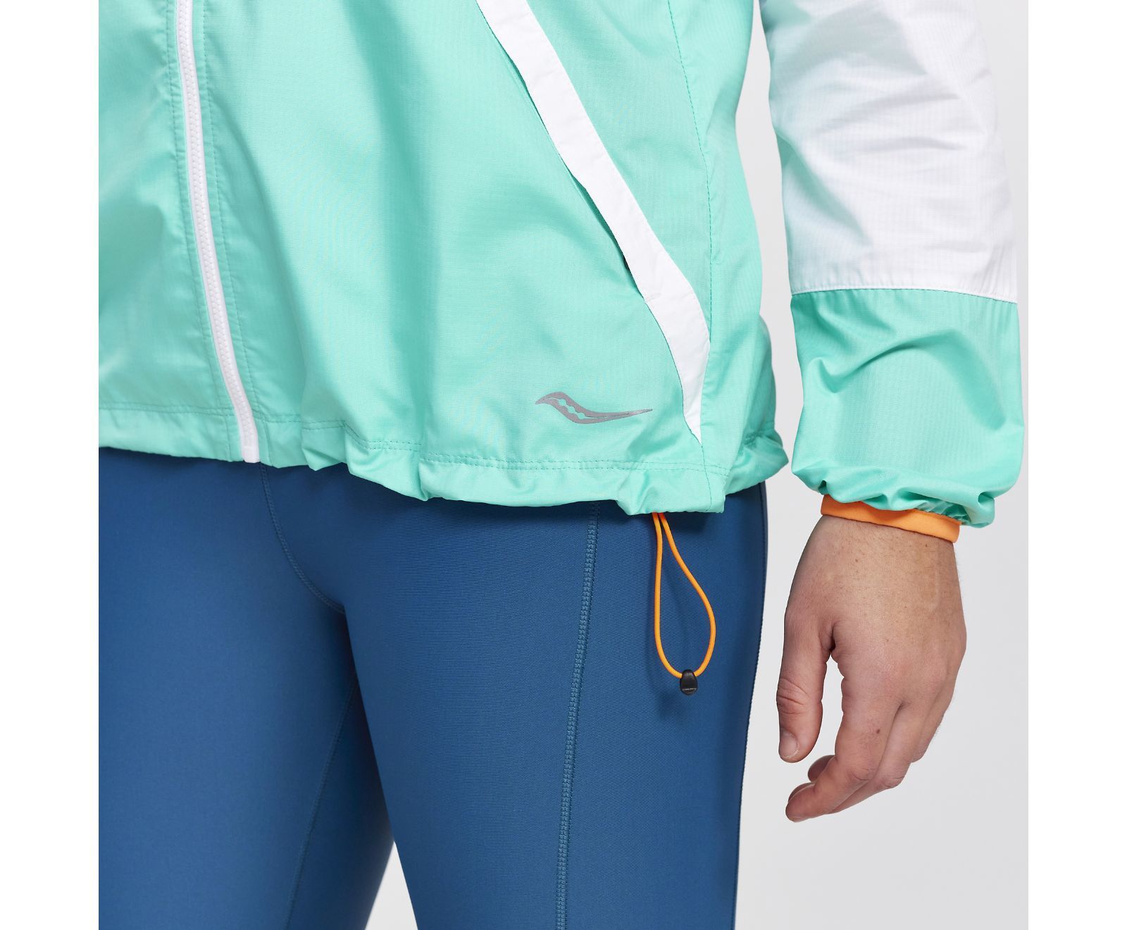 Saucony Packaway Hardloopjack Wit/Mint Groen Dames