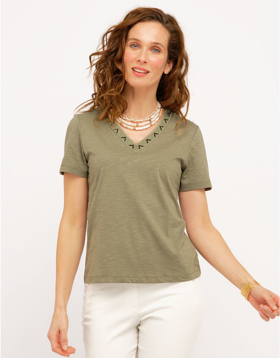 T-shirt kaki coton modal