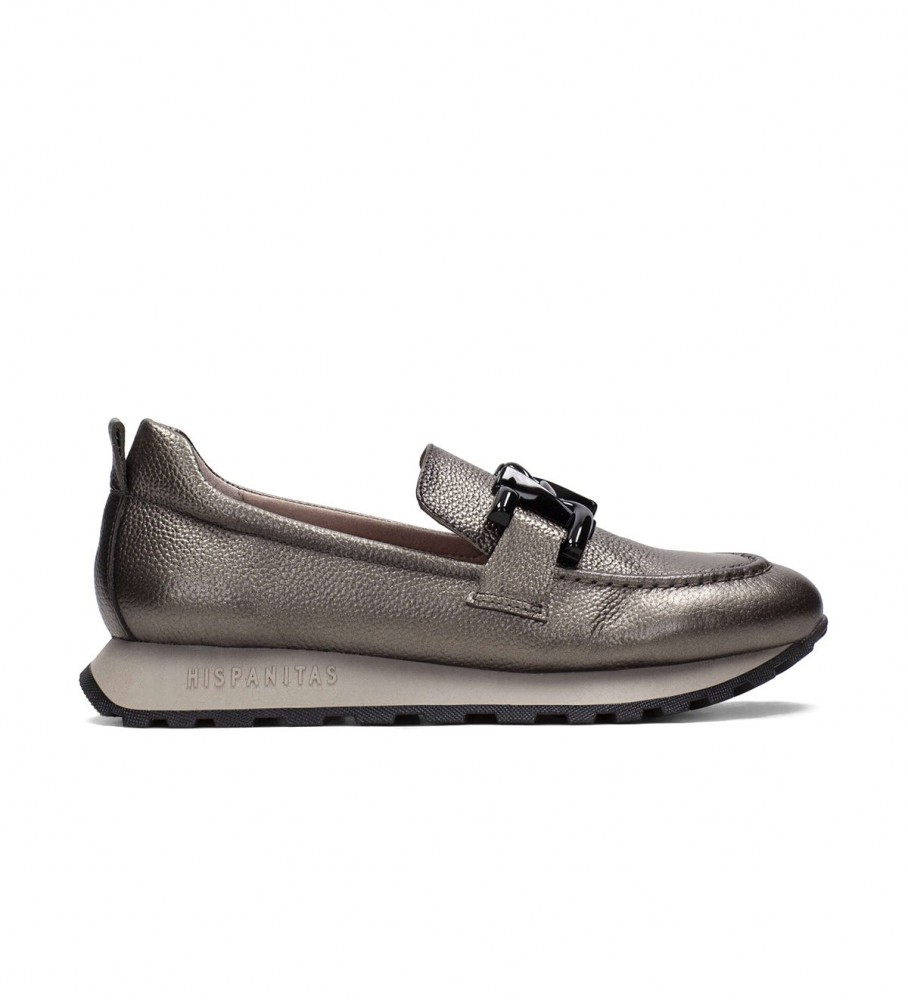 Mocassins de couro Hispanitas Loira-I23 Chumbo
