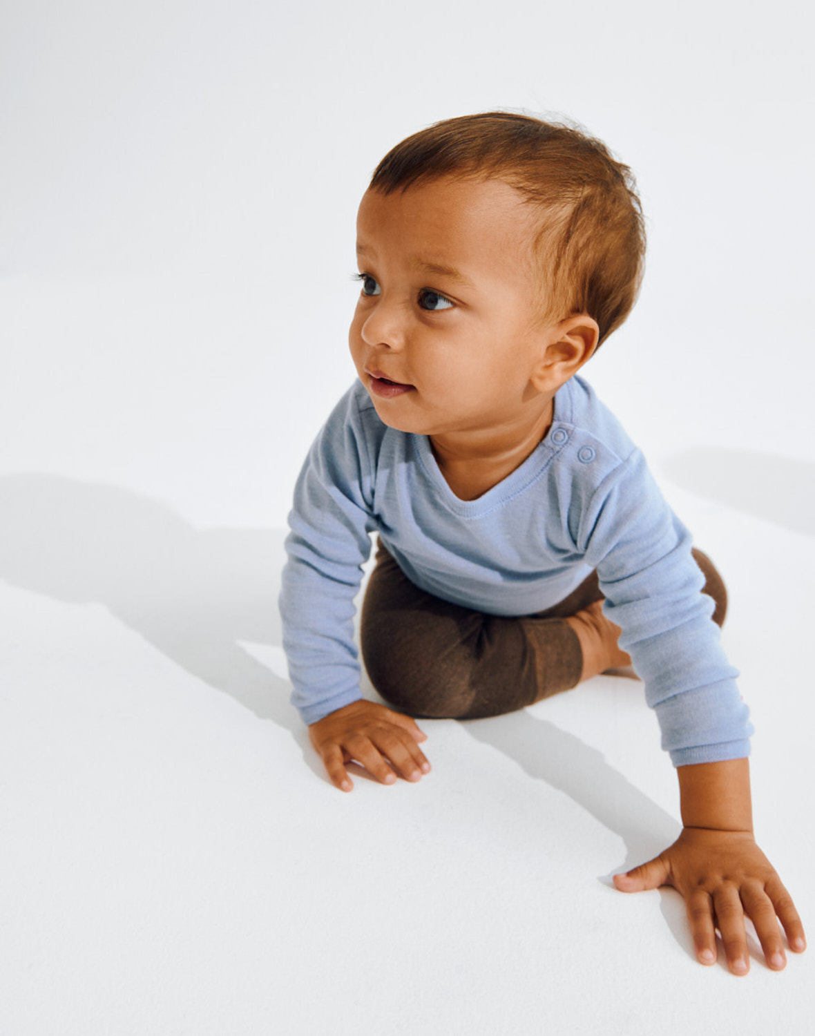 Romper met lange mouw van merinowol/zijde voor baby's -