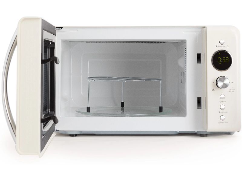 Create Mikrowelle Retro Wollweiss Retro-Mikrowelle mit Grill, Defrost und Autocook-Funktionen