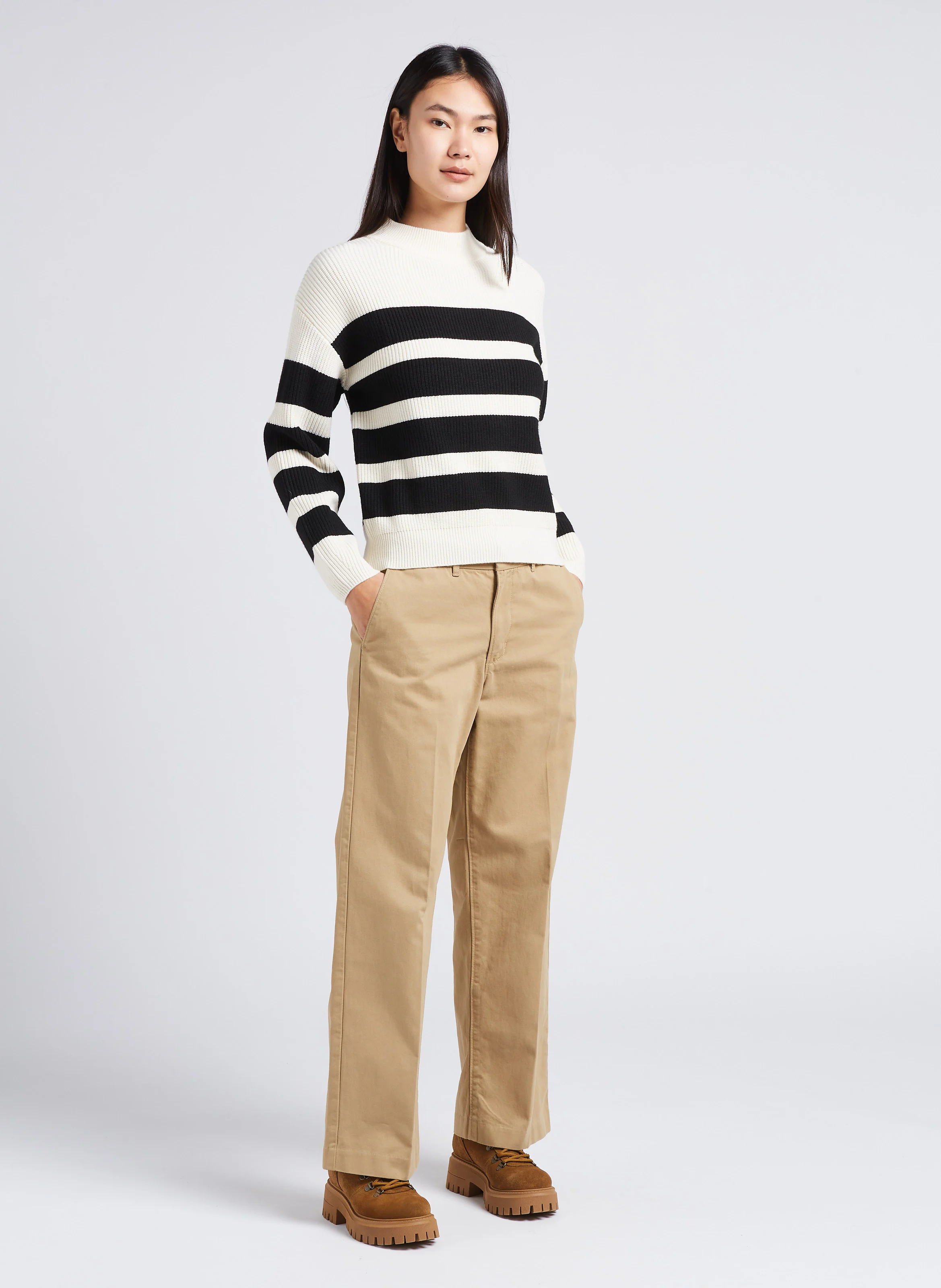 BAGGY TROUSER - Pantalon droit en coton | Beige
