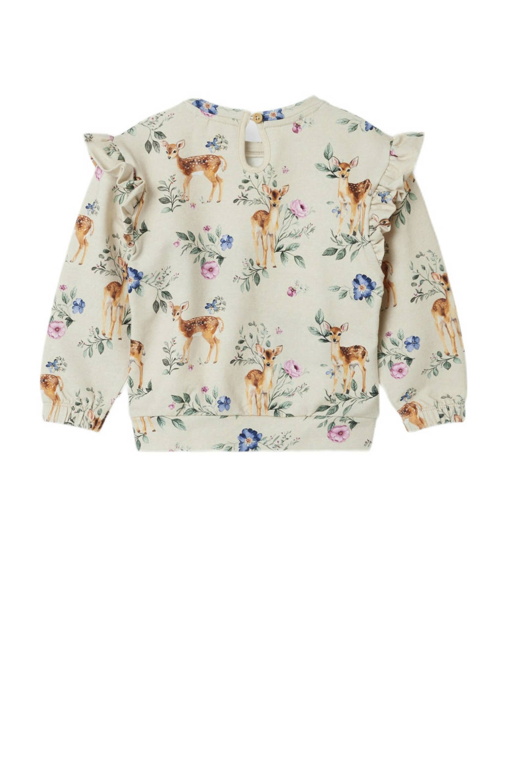NAME IT sweater NMFOJETTE met all over print en ruches ecru