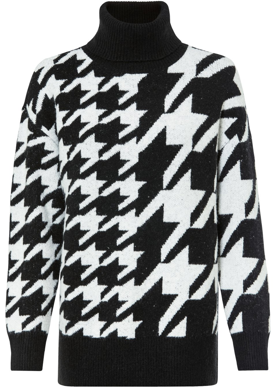 Pull col roulé à motif pied-de-coq