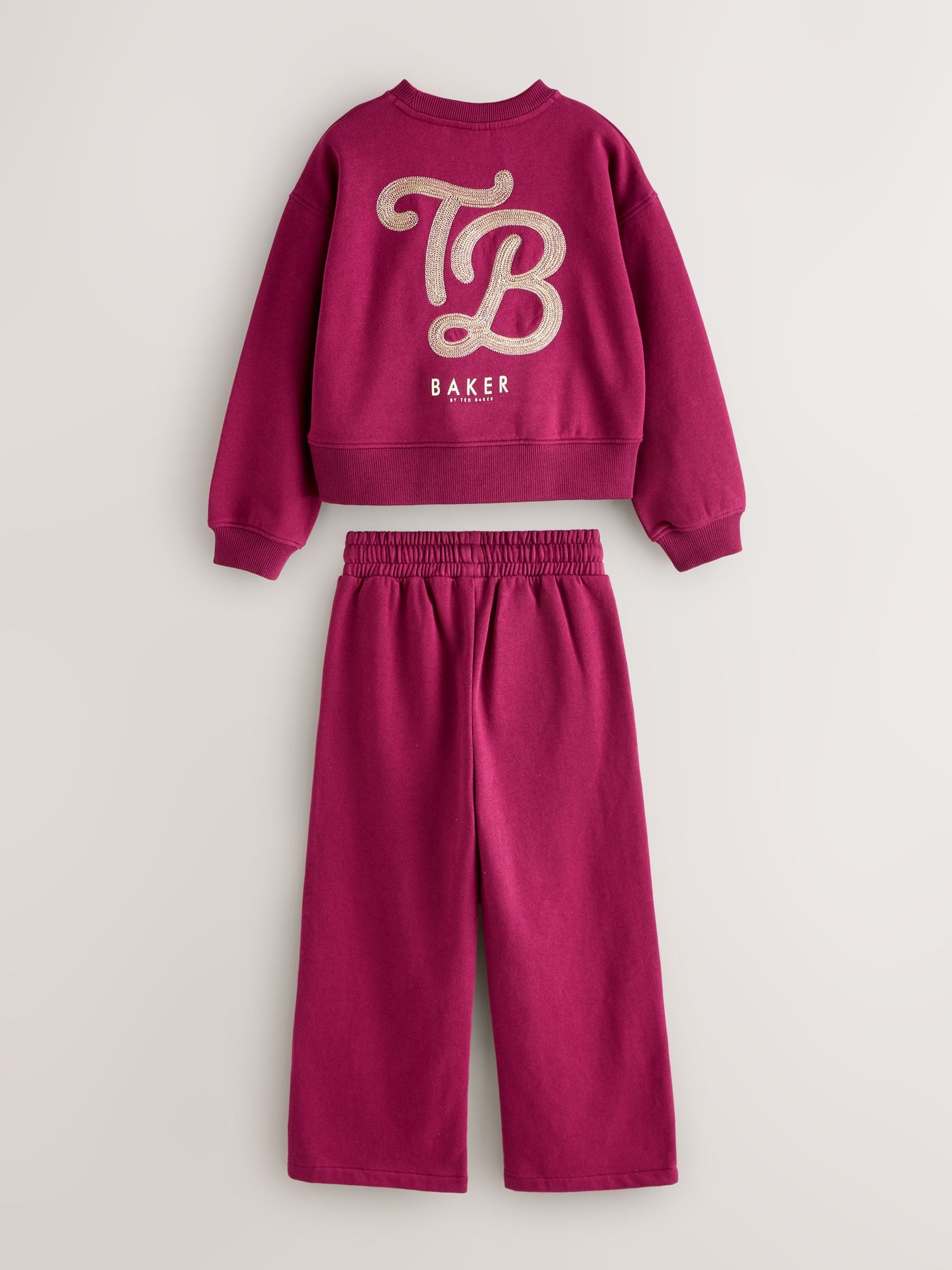 Bordeauxrood - Baker by Ted Baker 2 Piece Varsity Sweater and Wide Leg Joggers Set