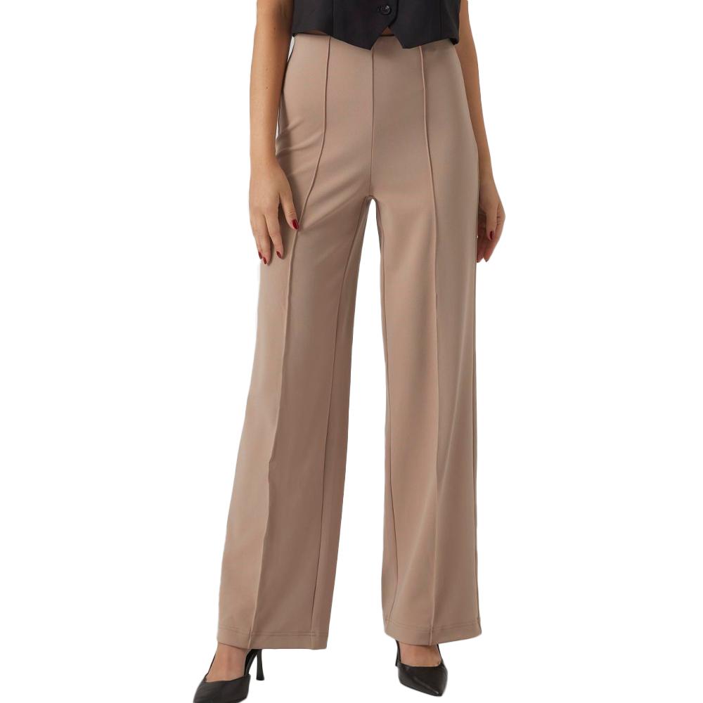Vero Moda Pantalon Fluide Beige Femme VERO MODA Wide
