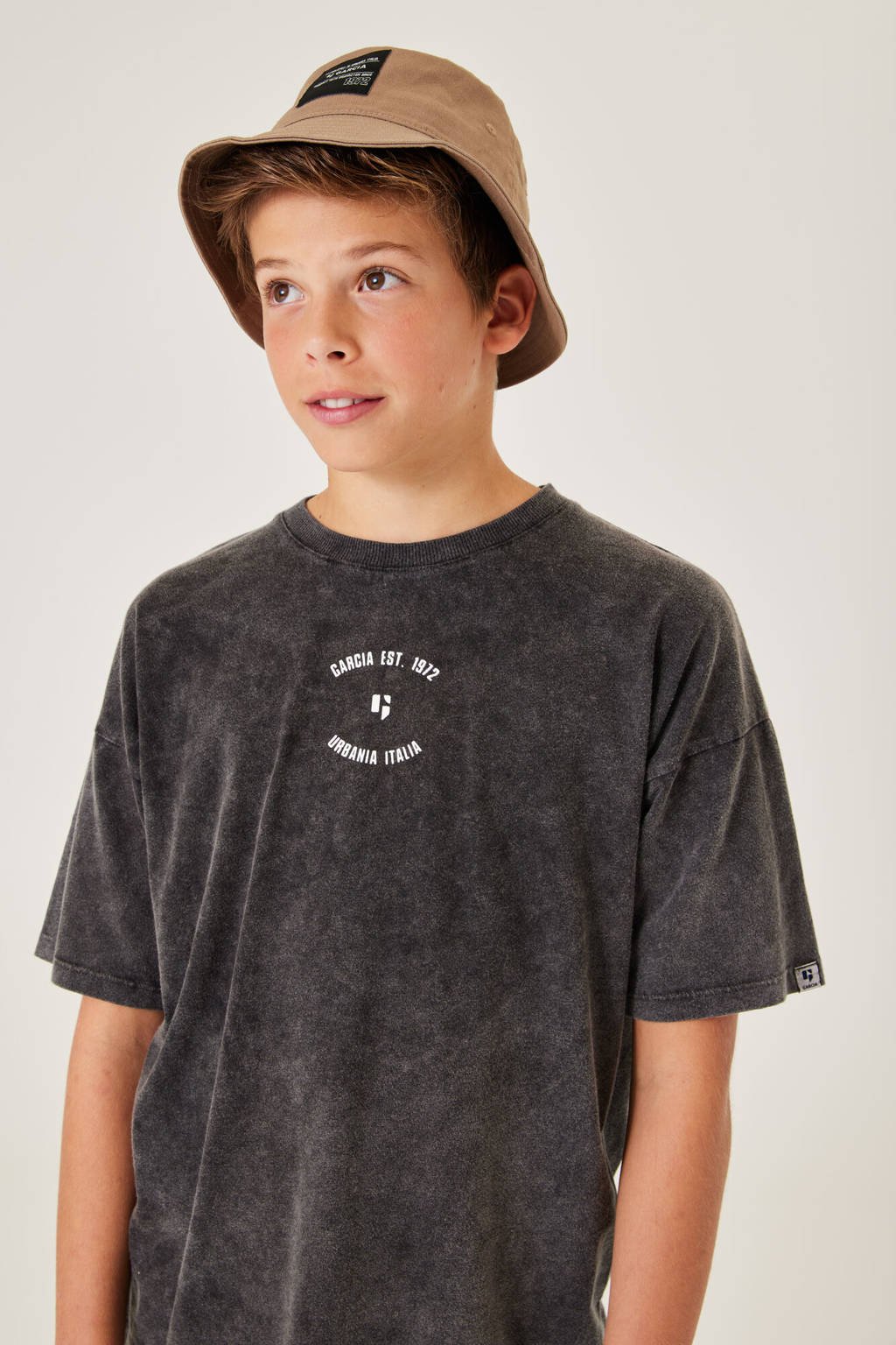 Garcia T-shirt met backprint donkergrijs