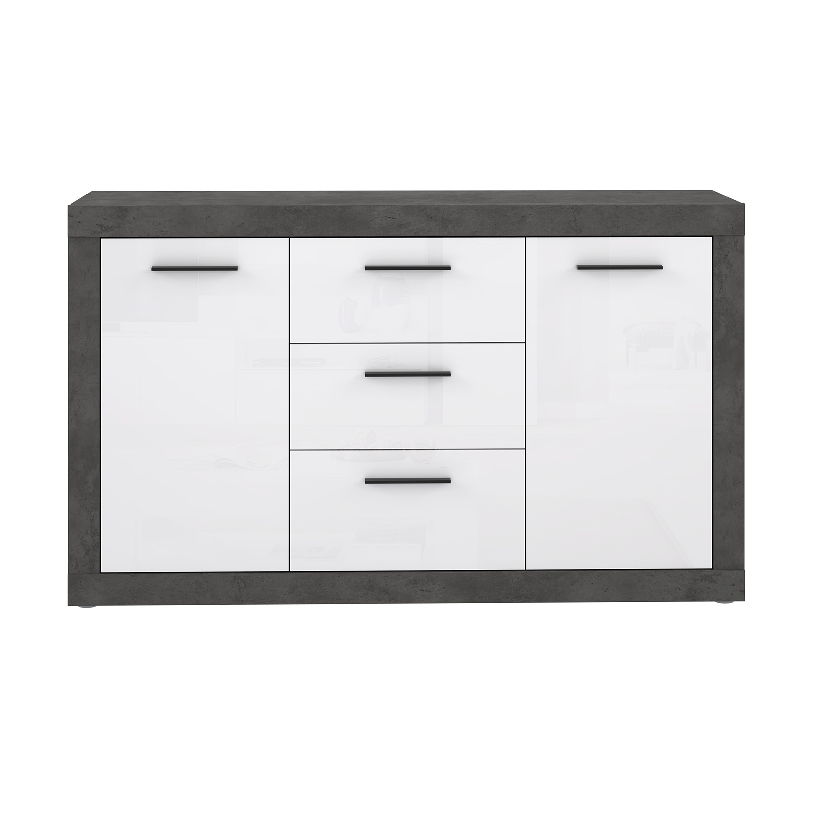 Sideboard - Betonoptik - weiß - 143 cm breit