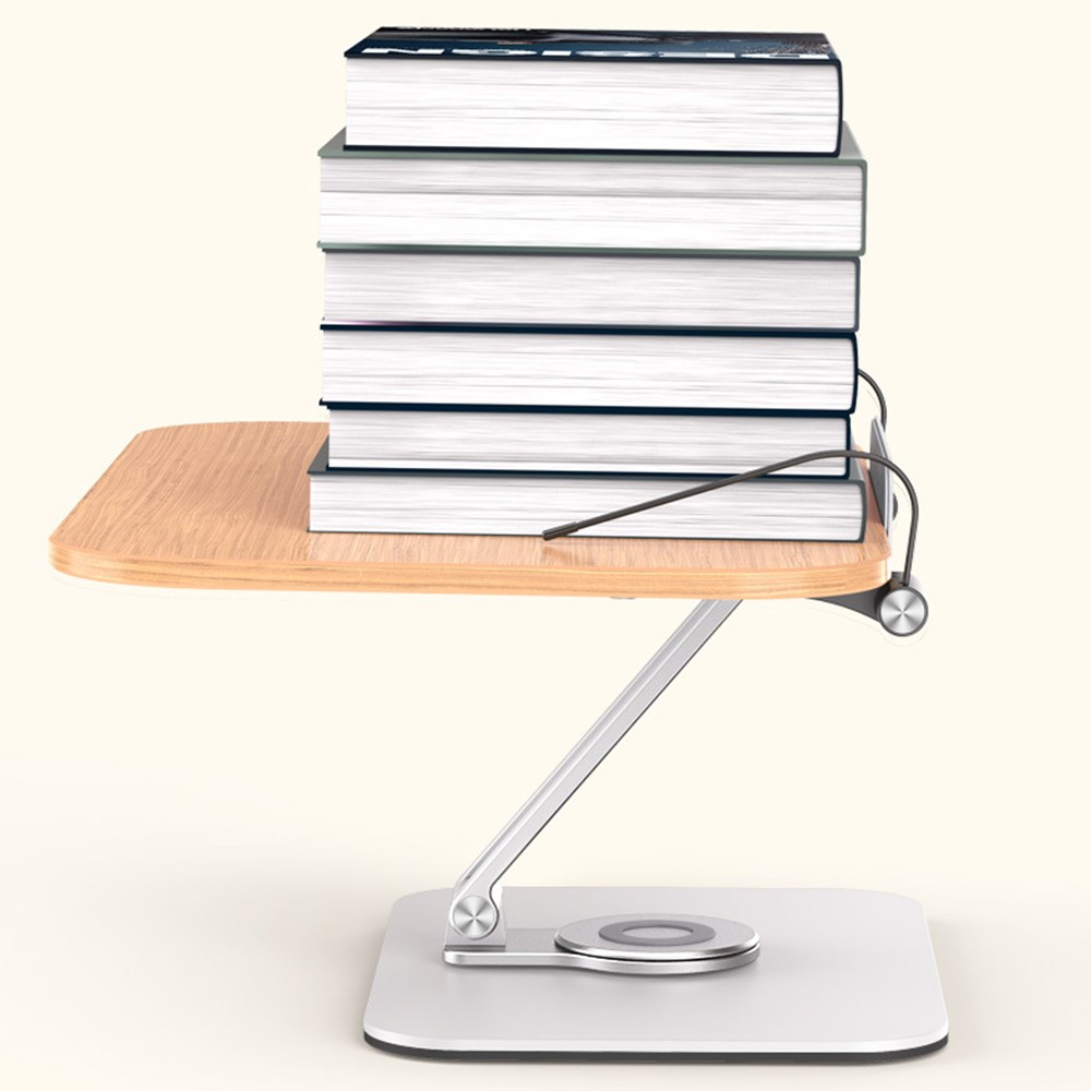 (34x24cm) Verstellbarer Holz Buch Ständer Buchhalter mit 360° Eisen Drehfuss - Braun