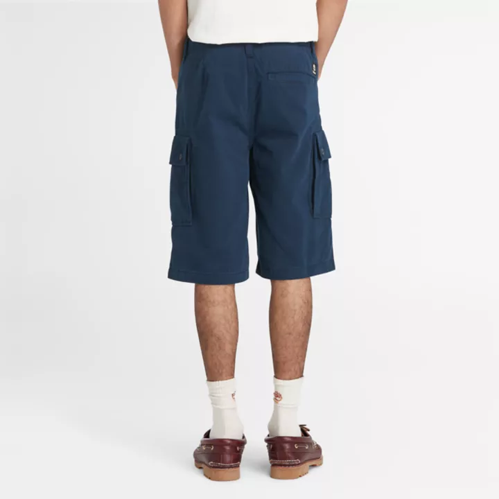 Short cargo en sergé pour homme en bleu marine