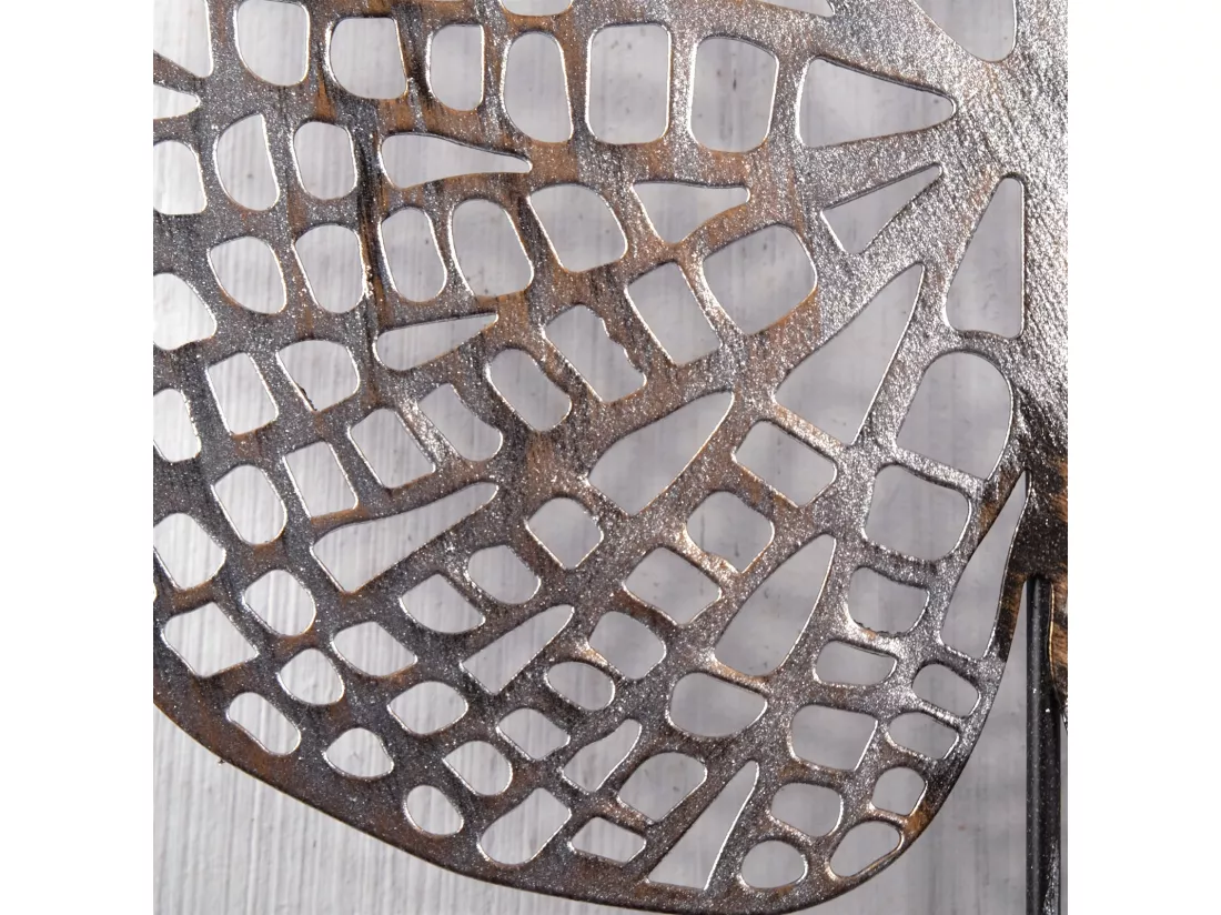 FRESQUE FEUILLES PURES Métal argent antique