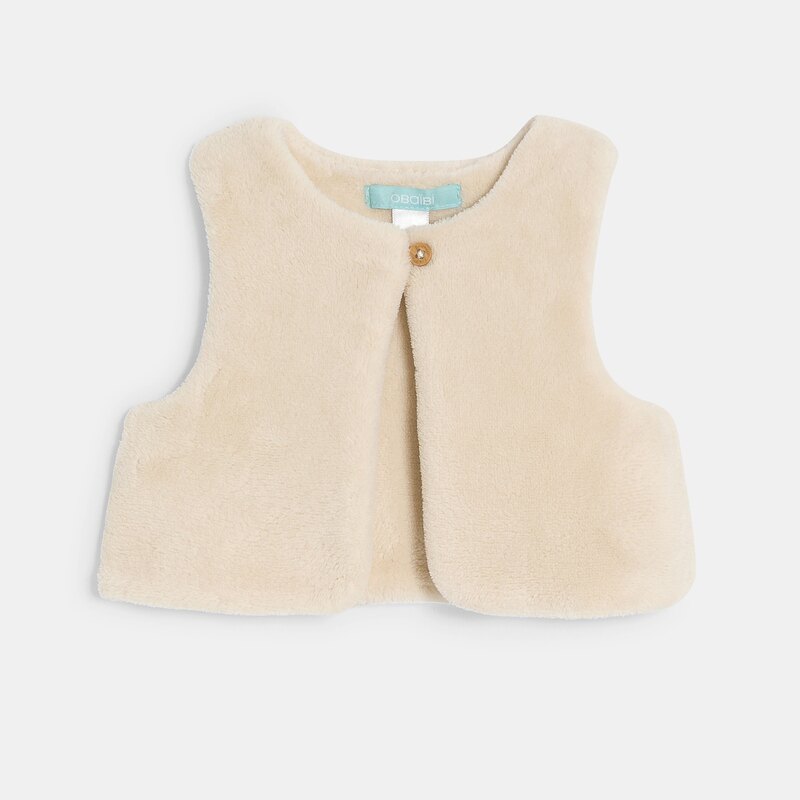 Robe velours roses et gilet sherpa blanc bébé fille Rose