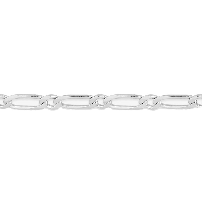 Bracelet homme 18 cm - Cheval alterné 1 + 1 - Or blanc 18 Carats - Largeur 2.5 mm