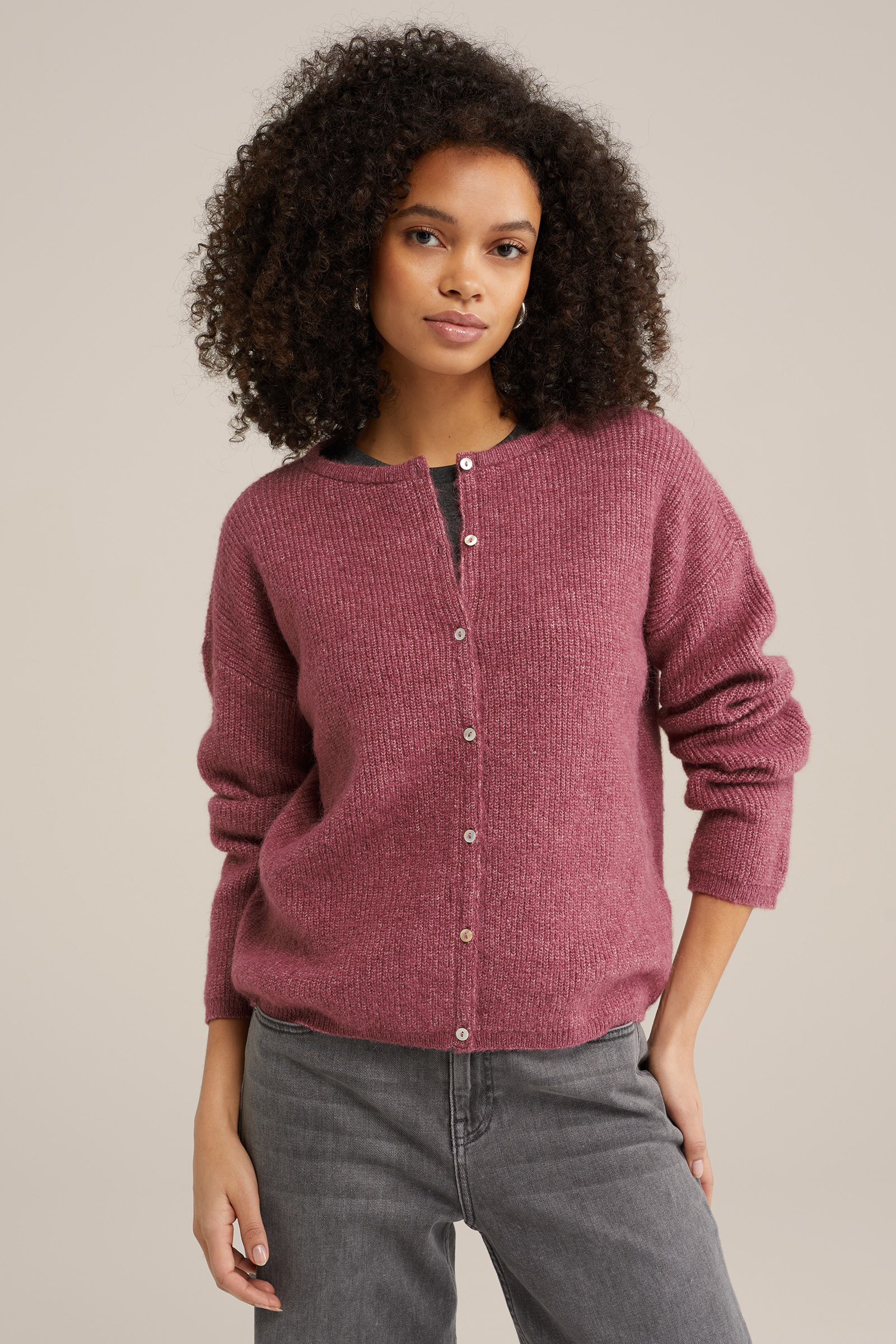 gebreid vest van wolmix WE Fashion Bordeauxrood