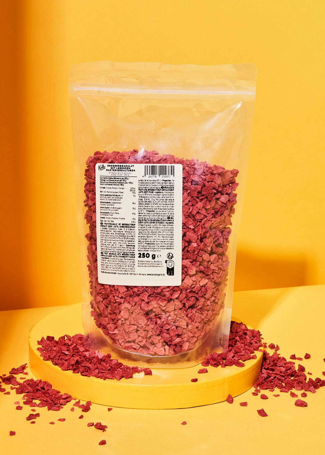 Erdbeergranulat mit lebenden Bakterienkulturen 250 g