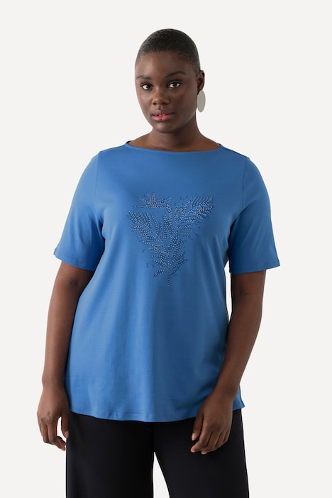 T-Shirt, Pima Cotton, Farn, U-Boot-Ausschnitt, Halbarm
