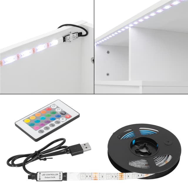 ML-Design Moderne TV Lowboard TV-stativ med LED Beleuchting for tv, 130x49x45cm,
