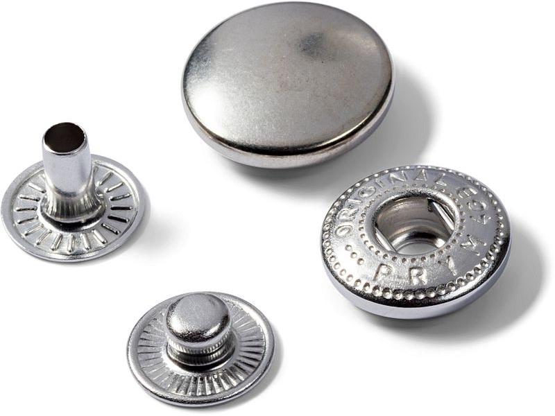 Prym Druckknöpfe Anorak Silber, 15 mm Nähfreie Druckknöpfe zum Nachfüllen