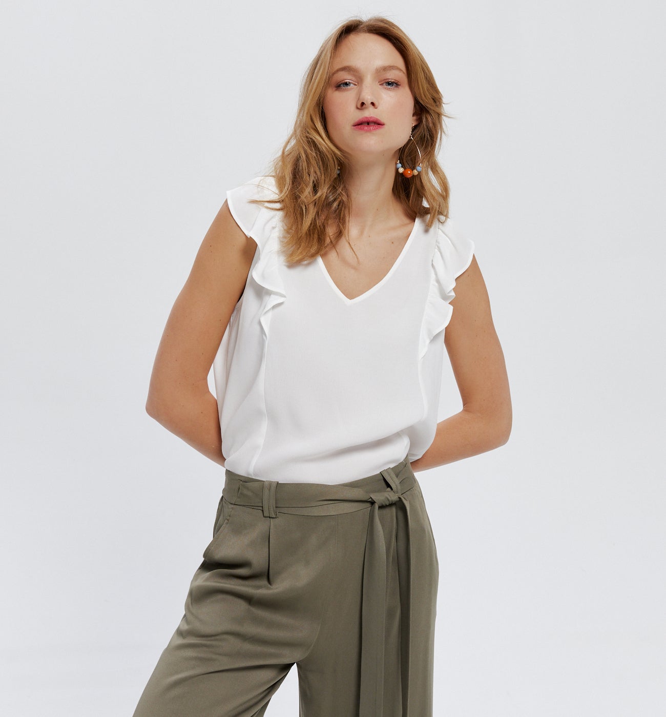 Top à volants Femme - Ecru