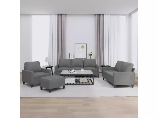 Ensemble de canapés 4 pièces avec coussins Gris foncé Tissu