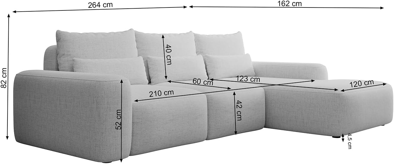 Selsey Sofa Ecksofa Eckcouch Schlafsofa Couch Mit Stauraum Schlaffunktion Pflegeleicht Mit Kissen Lendenkissen L Form Freistehend Links Hydrophobe Chenille Grau Carnos