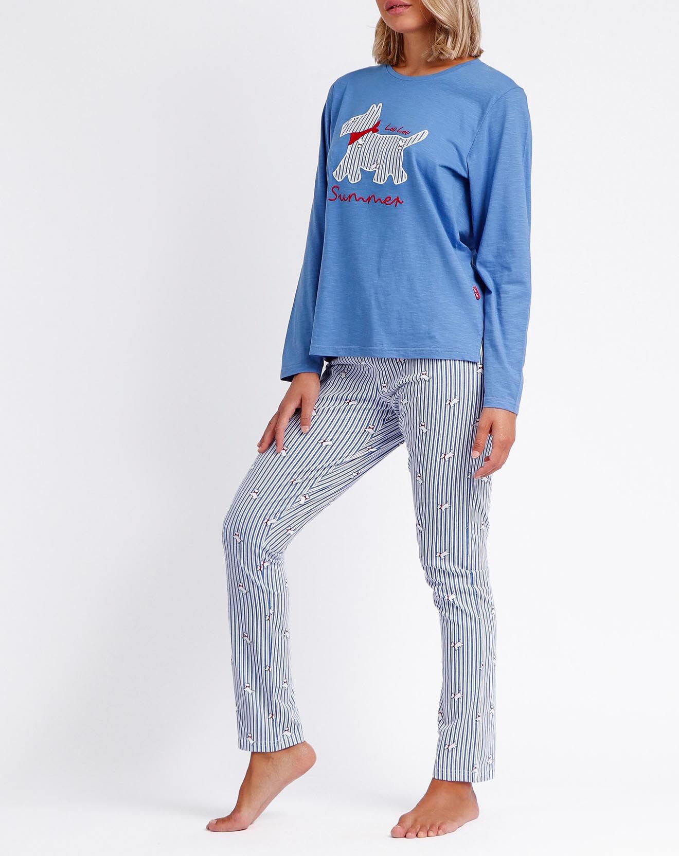 Admas Pyjama Haut à manches longues & Pantalon Amara bleu