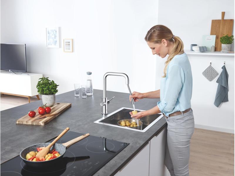 GROHE Küchenarmatur Blue Home U-Auslauf, Starter Kit, Chrom Die frischste Wasserquellen
