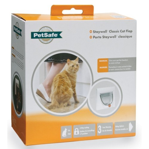 Porta para gatos manual clássica com quatro configurações de fechamento.