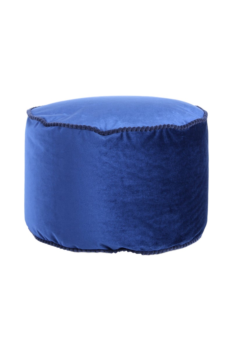 Poefkruk, fluweelzacht, oosters design, blauw, rond, Ø 47 cm