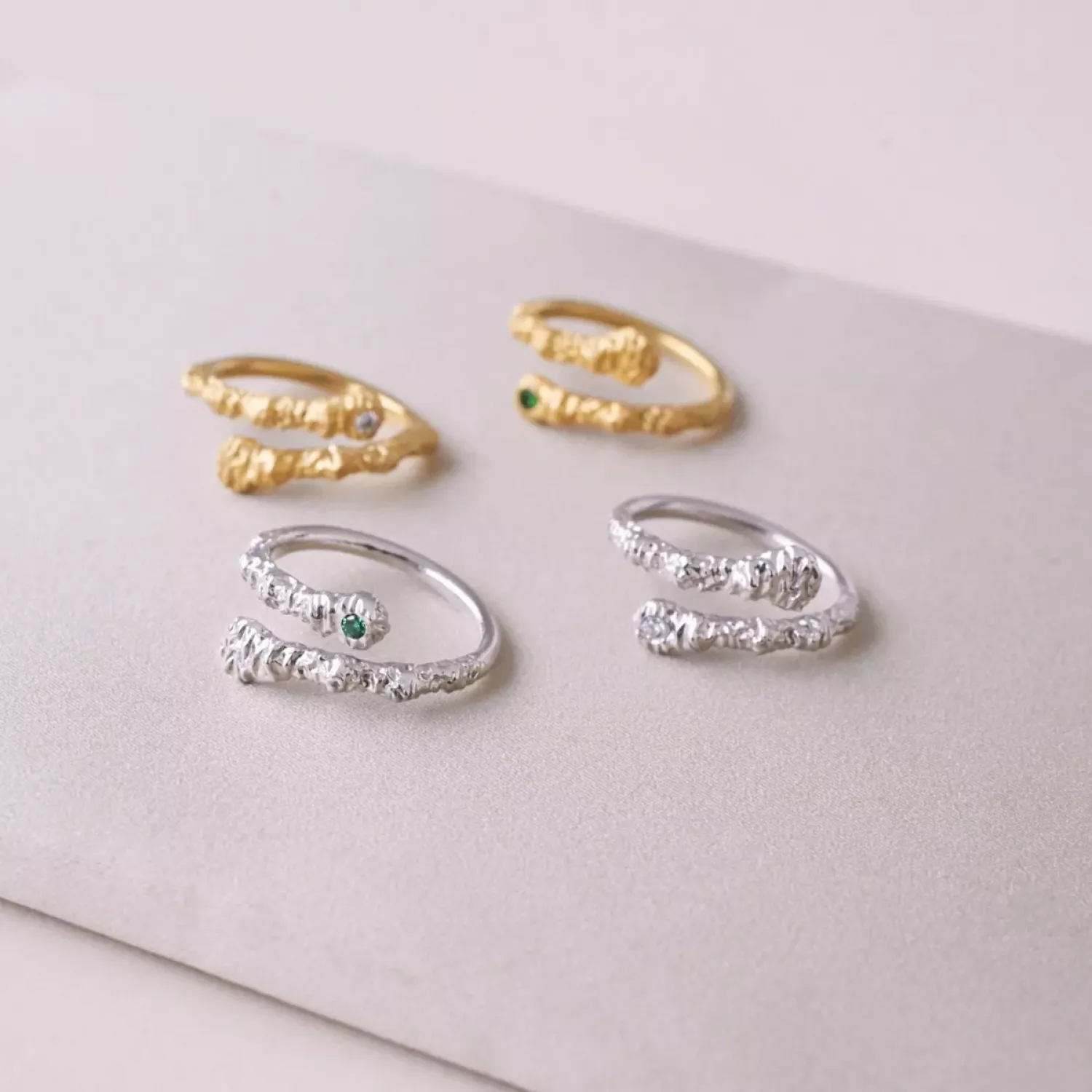 IX Studios Crunchy Nature Ring 22 kt. Forgyldt Sølv DMN0315GDWH