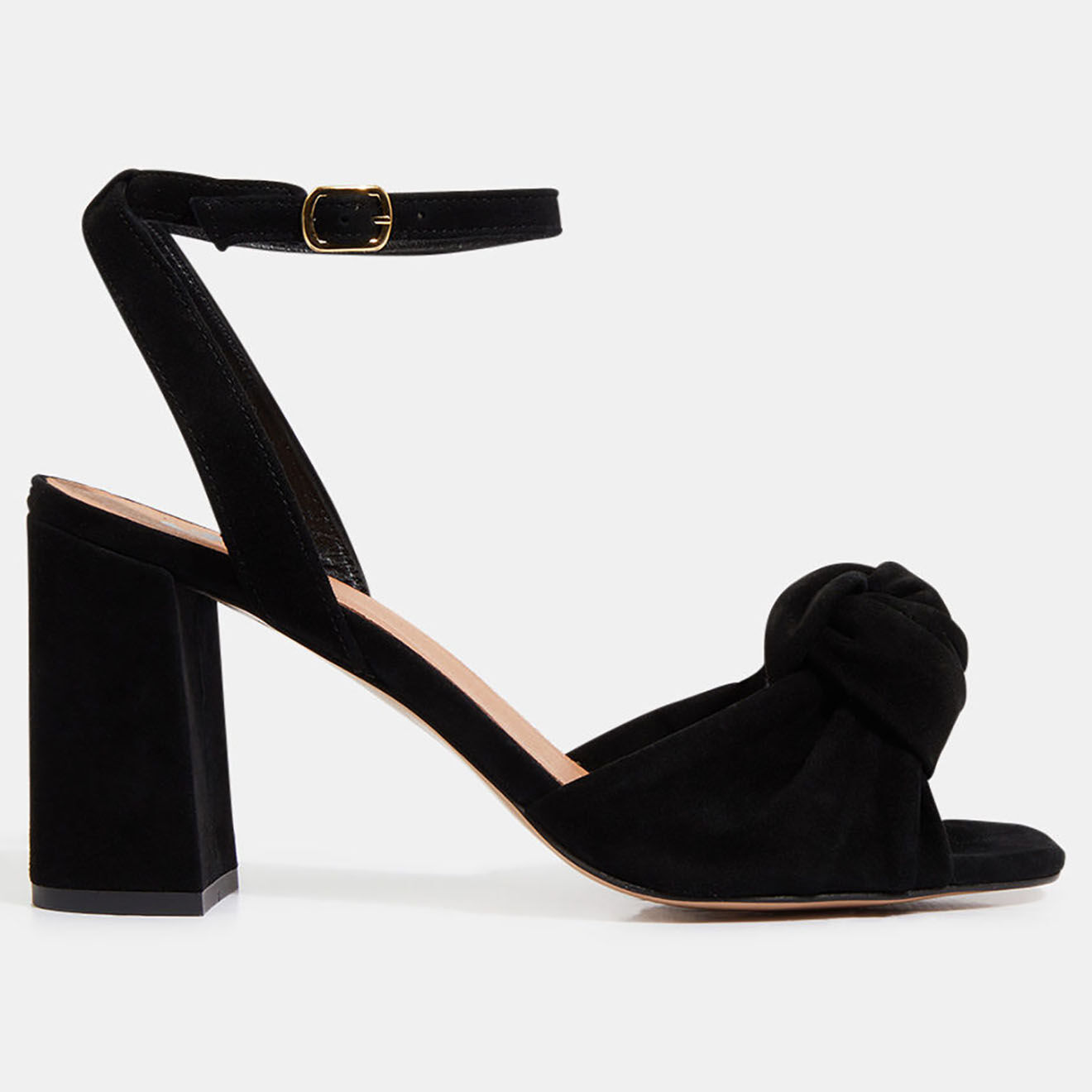 Galeries Lafayette Sandales à talon en Velours de Cuir noires - Talon 8.5 cm