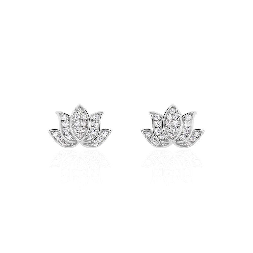 Boucles D'oreilles Puces Cassien Argent Blanc Oxyde De Zirconium