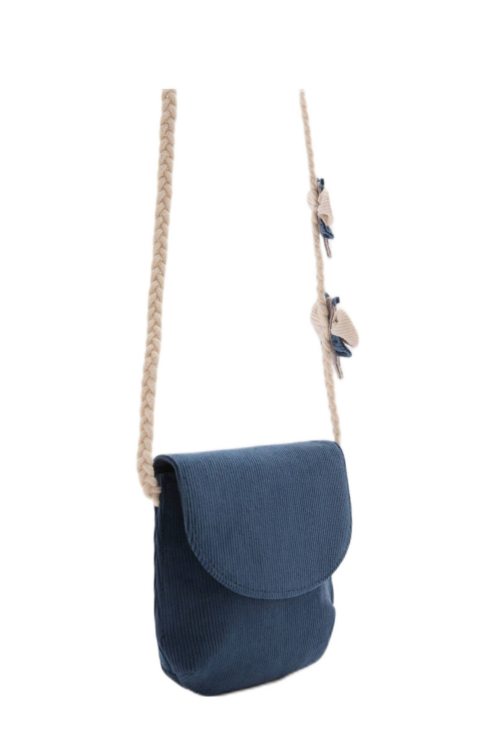 Mango Kids corduroy schoudertas donkerblauw/beige