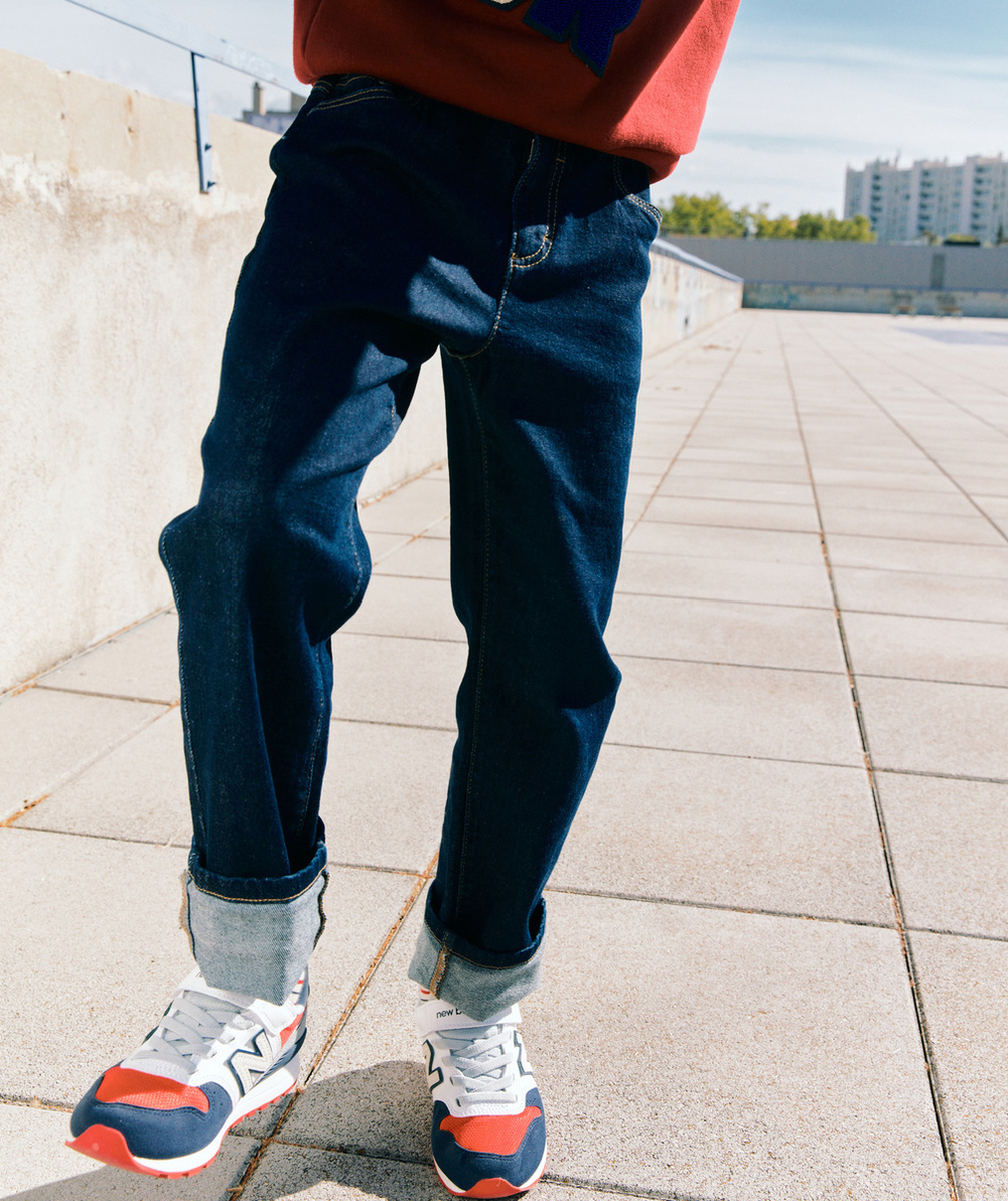 PANTALON RELAX GARÇON EN DENIM BLEU BRUT LOW IMPACT